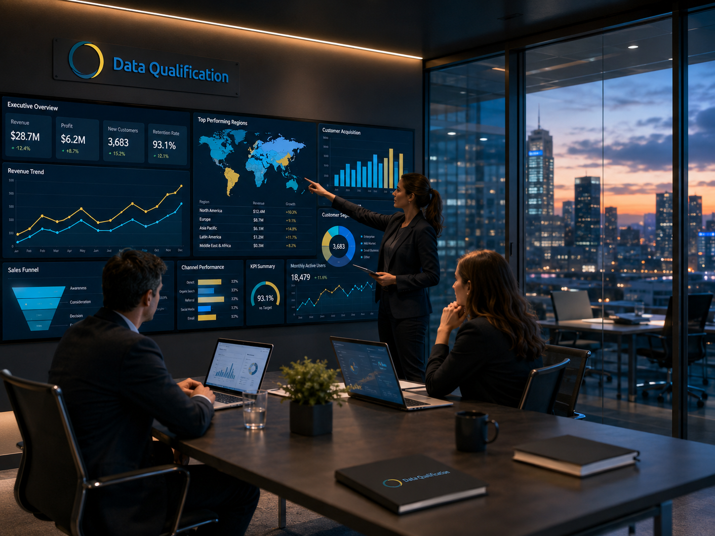 Data analyst working with business dashboards and quality checks